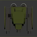 Green Mechanical Creature With Yellow Light Spring Black Cannons On Body And Legs