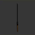 Silver Metallic Sword With Brown Hilt Vertically Placed On Gray Background