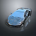 Silver Luxury Sports Car With Sleek Modern Exterior Design And Aerodynamic Shape