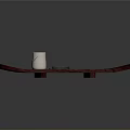 Dark Wooden Long Tray With Woven Texture Holding White Cup And Dark Plate