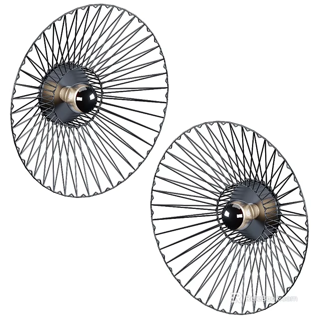 Two Modern Wall Lamps With Radial Metal Frame Interior Lighting Design 3d model