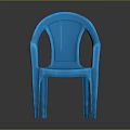 Modern Stylish Blue Plastic Chair With Curved Backrest And Armrests Design