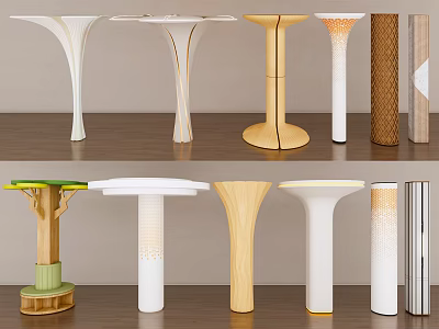 Decorative Columns With Various Designs And Different Material Finishes For Modern Interior Decoration 3d model