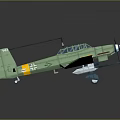 Detailed Green Model Airplane With Propeller And Yellow Wing Tips White Cross Symbols