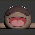 Cute Cartoon Creature Character With Brown Body White Spots Open Mouth And Pink Tongue