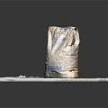 Construction Material Bag With Blue Label And Spilled Powder On Concrete Platform