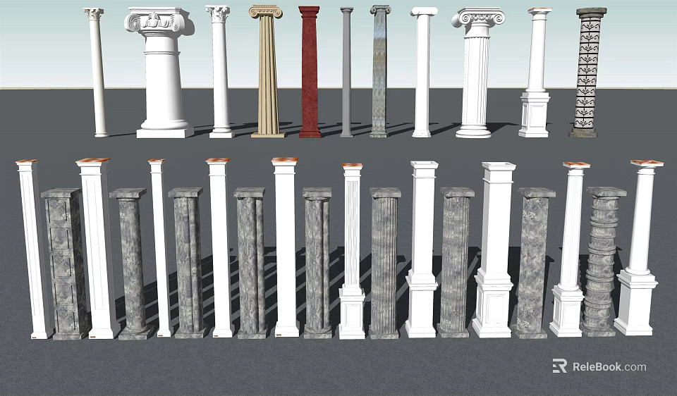 Variety Of Roman Columns In Different Styles 3d model 