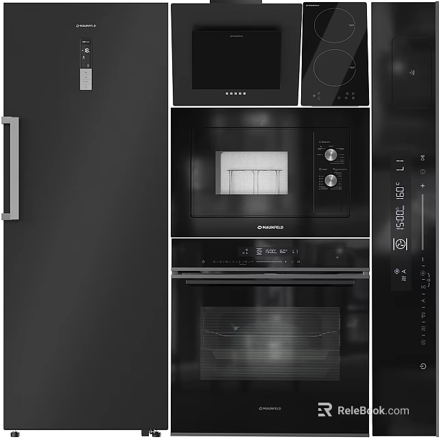 Kitchen Appliances Modern Design With Built In Refrigerator Microwave And Oven 3d model 