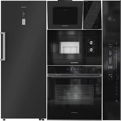 Kitchen Appliances Modern Design With Built In Refrigerator Microwave And Oven 3d model