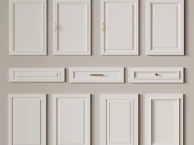 White Interior Hinged Doors Featuring Classic and Modern Panel Designs and Handle Options 3d model