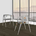 Transparent Single Chair With Sunlight Floor to Ceiling Windows Mountain View and Wooden Floor