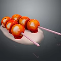 Traditional Candied Hawthorns On Bamboo Sticks With Glossy Red Sugar Coating