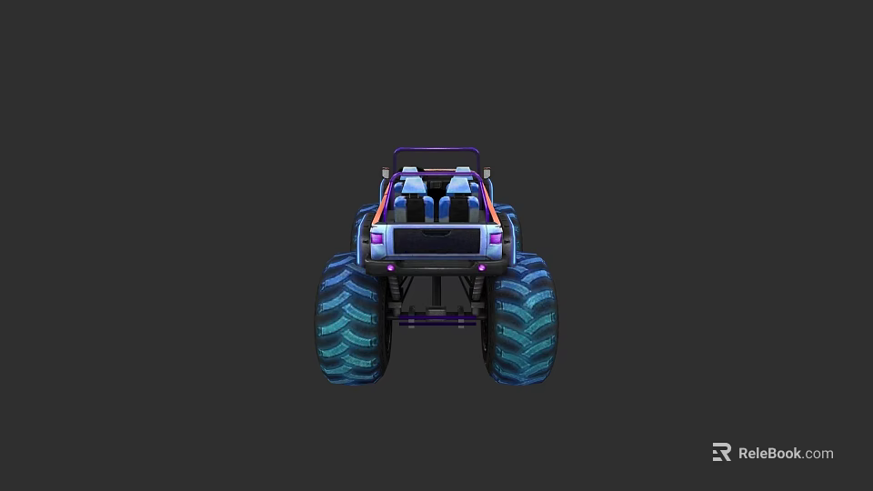 Vibrant Monster Truck With Large Off Road Tires And Open Seats Design 3d model 