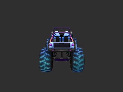 Vibrant Monster Truck With Large Off Road Tires And Open Seats Design 3d model