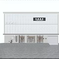 Illuminated White Storefront Facade of Clothing Shop With Signboard and People at Night