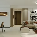 Modern Minimalist Living Dining Room Design With Neutral Sofa Coffee Table And Abstract Art