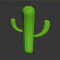 Green Cactus Plant With Yellow Spines Upright Stem And Branching Arms