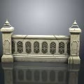 Wood And Stone Decorative Railing With Intricate Carvings And Classic Architectural Design