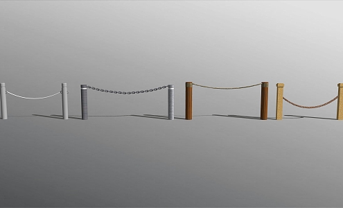 Modern Railing Rope Chain Railing 3d model