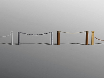 Modern Railing Rope Chain Railing 3d model