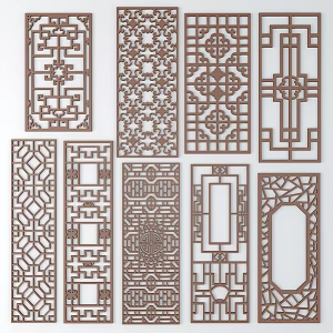 Chinese-style openwork window with ancient patterns 3d model