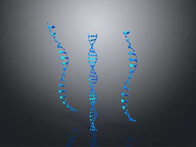 Three Blue Glowing DNA Double Helix Decorative Household Item 3D Models on Dark Background 3d model