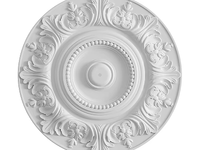 Ornate White Ceiling Medallion With Floral Patterns 3d model