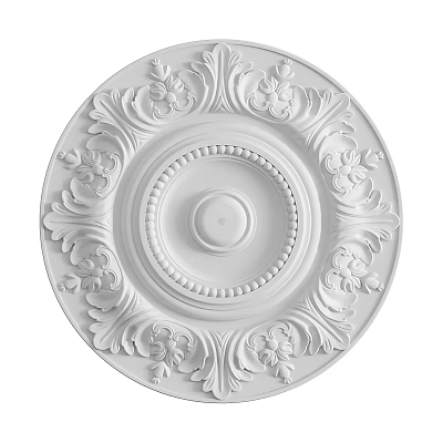 Ornate White Ceiling Medallion With Floral Patterns 3d model