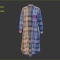 Long Sleeved Plaid Shirt Dress With Pink Blue White Checkered Pattern And Buttoned Front