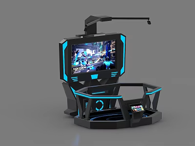 Immersive VR Gaming Station With Large Screen Blue LED Accents And Control Panel 3d model