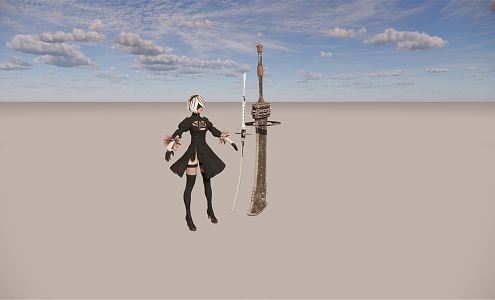 Modern game character knife sister 3d model