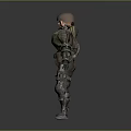 Woman As 3D Model In Military Uniform With Tactical Gear And Metal Green Armor