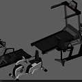 Modern Home Fitness Equipment Collection With Treadmill Exercise Bike And Elliptical Trainer