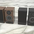 Modern Brown And Black Desktop Speakers With Compact Design On Marble Surface 3d model