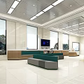 Modern Service Hall Interior Design With Service Counters And Waiting Area