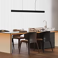 Modern Kitchen Island With Marble Counter Dining Chairs Pendant Light And Wooden Floor