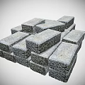 Gray Rough Textured Concrete Blocks Stacked In Pile For Building Construction