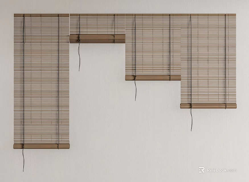 Bamboo Blinds with Natural Color and Texture for Interior Decoration and Window Covering 3d model 