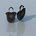 Traditional Swing Doors With Black Fabric And Intricate Embroidery Patterns For Home Interior
