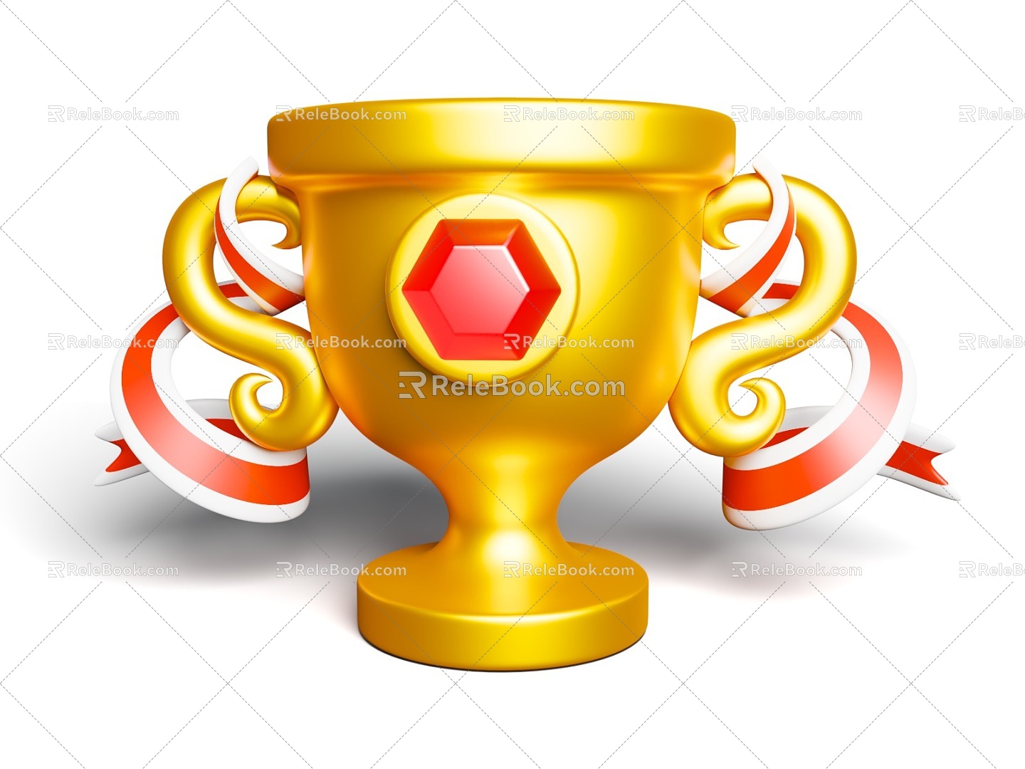 Gold medal trophy cartoon game theme Icon 3d model