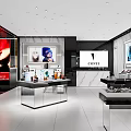Modern Retail Store Interior With Display Shelves Counter And Products
