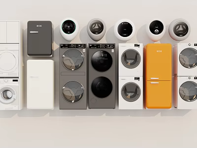 Modern Washing Machines In Various Colors And Different Styles For Home Use 3d model