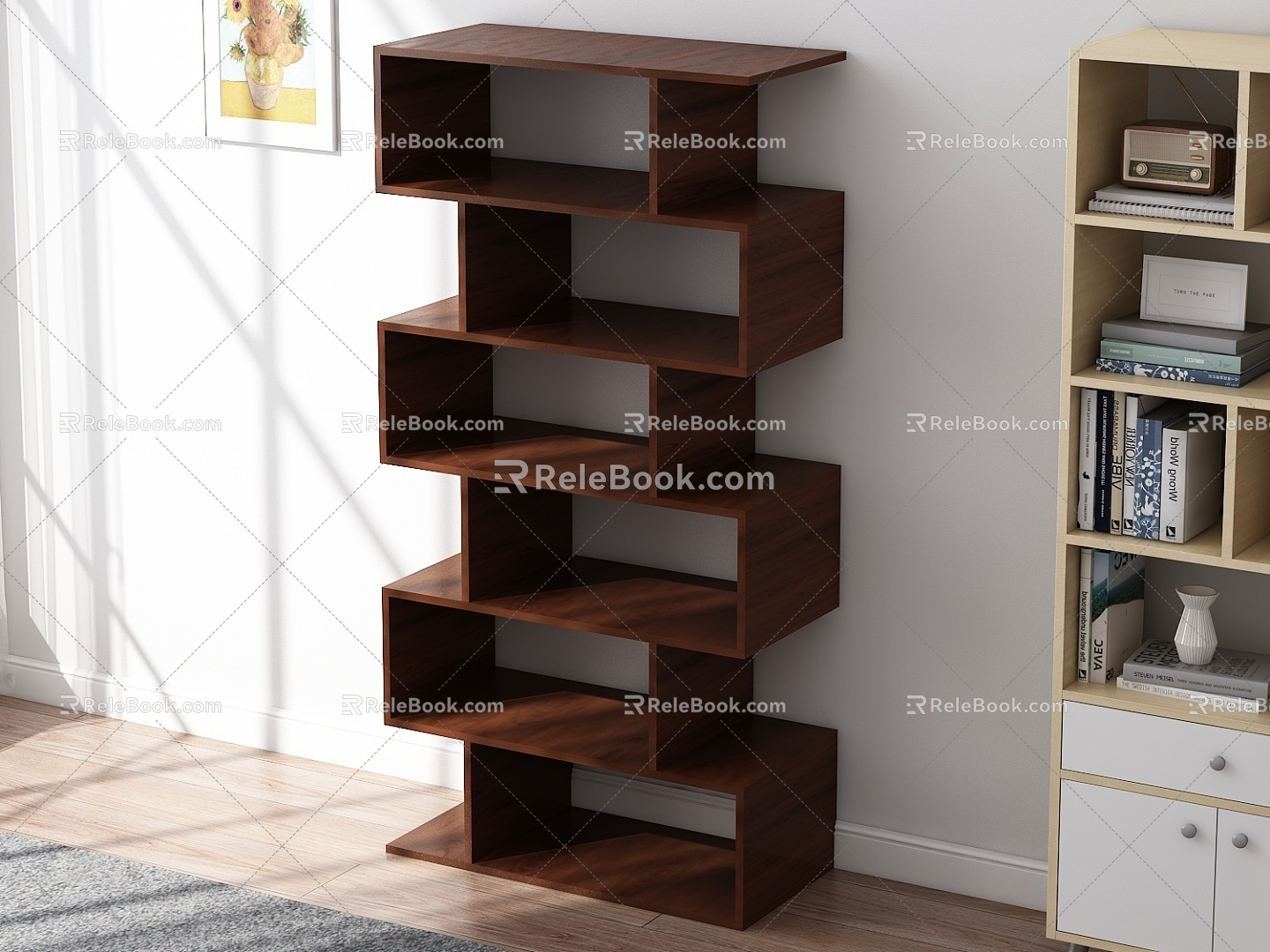 Bookcase Bookcase Bookshelf Study Decoration Book Fair Redwood Bookcase Wooden Bookshelf Library Bookshelf Personal Collection Bookcase Bookcase Bookshelf Study Decoration 3d model