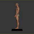 Shirtless Male 3D Model in Underwear on Blue Base with Gray Background