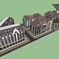 European Style Commercial Street With Multi Story Buildings And Retail Shops