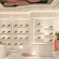 Amanlee's Modern Shoe Boutique With Pink White Decor Shoe Shelves Shoes Marble Counters And Plants