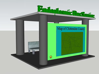 Explore Nature Reserve Pavilion With Chatswood Country Map And Bench 3d model