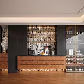 Modern Decorative Cabinet With Wooden Structure Glass Doors And Wine Display Shelves