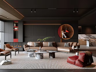 Modern Living Room Dark Living Room 3d model