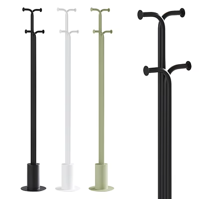 Modern Minimalist Standing Clothing Racks in Black White and Light Green 3d model